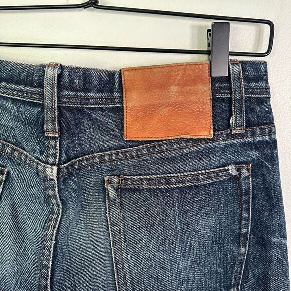 The Unbranded Brand Men’s Distressed Selvedge Buttonfly Tappered Leg Dark Wash J - Picture 15 of 16